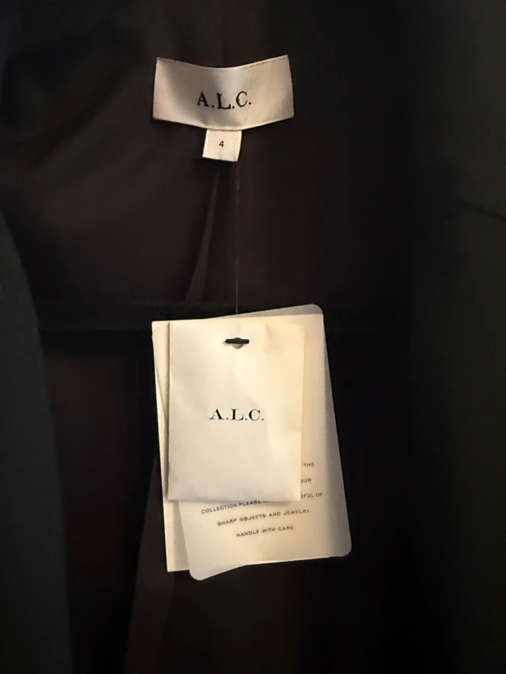 A.L.C. Black Asymmetric Pleated-Panel Blazer, size 4 - Picture 2 of 5